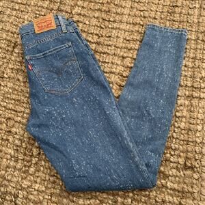 Levi's 721 Jeans Womens 27 Blue Speckled Pattern High Rise Skinny Jeans Stretch